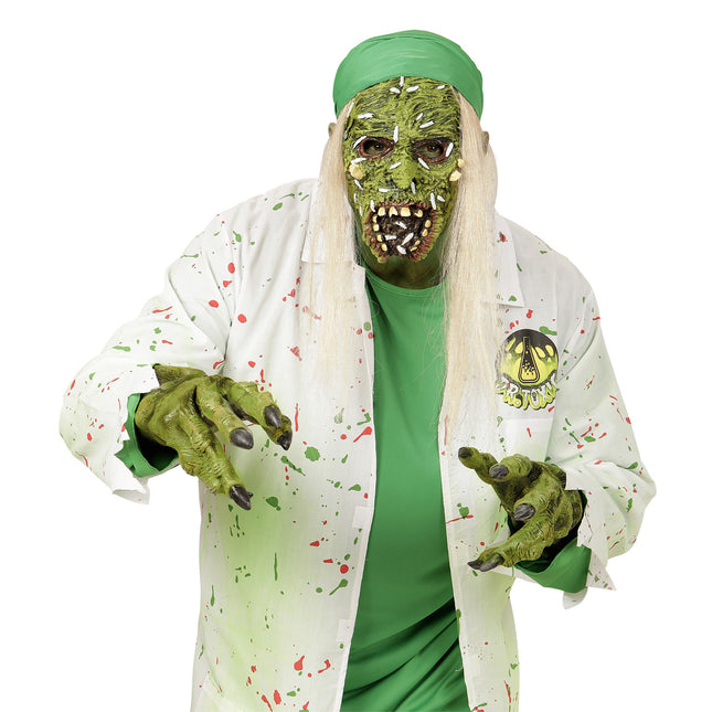 Masque d'Halloween Zombie vert avec cheveux