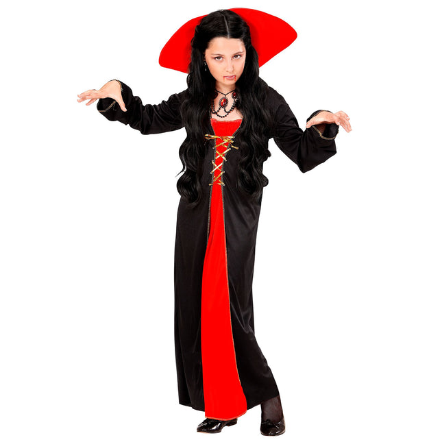 Robe d'Halloween Rouge Noir Fille Vampire 2 pièces