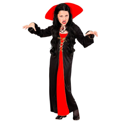 Robe d'Halloween Rouge Noir Fille Vampire 2 pièces