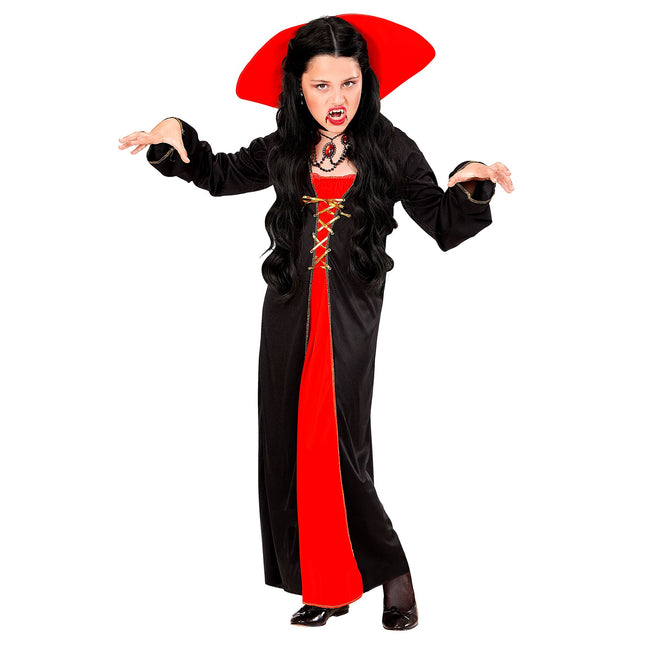 Robe d'Halloween Rouge Noir Fille Vampire 2 pièces