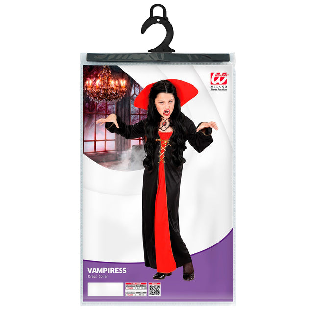 Robe d'Halloween Rouge Noir Fille Vampire 2 pièces