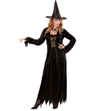 Robe d'Halloween Noir Dames Sorcière 2 pièces