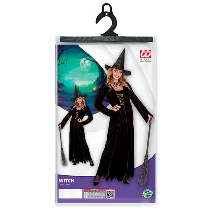 Robe d'Halloween Noir Dames Sorcière 2 pièces
