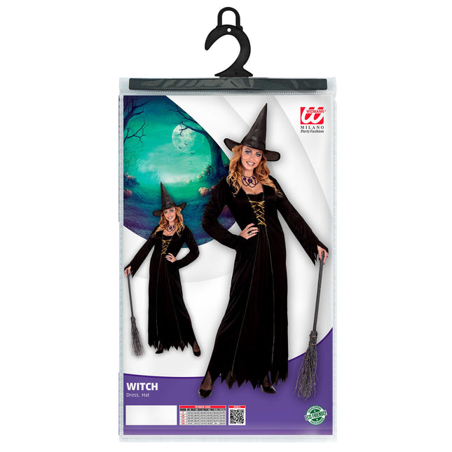 Robe d'Halloween Noir Dames Sorcière 2 pièces