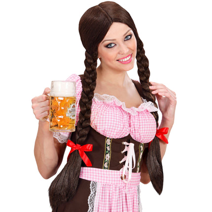 Perruque Oktoberfest Tresses brunes