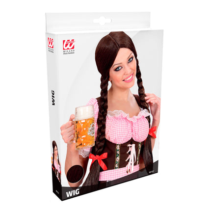 Perruque Oktoberfest Tresses brunes