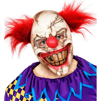 Masque d'Halloween Clown tueur blanc avec cheveux