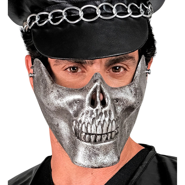 Embout d'Halloween crâne d'argent