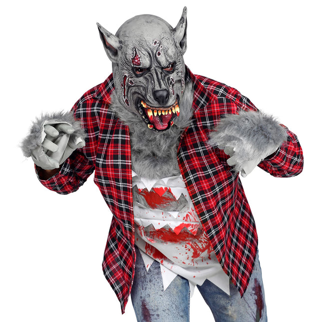 Masque d'Halloween Gris Loup-Garou Horreur