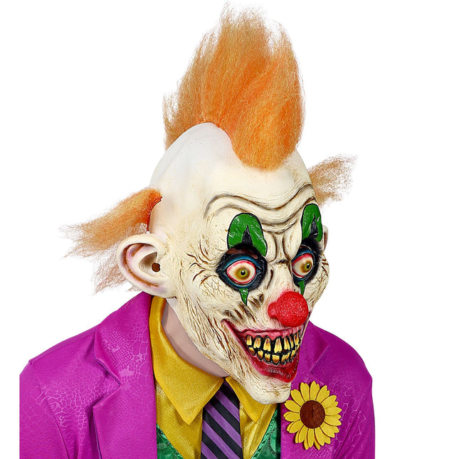 Masque d'Halloween Clown de cirque avec cheveux