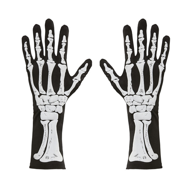 Gants d'Halloween Squelette 35cm