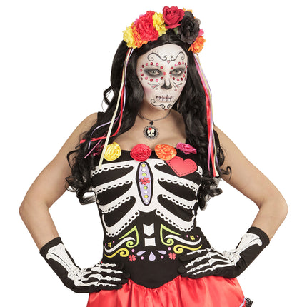 Gants d'Halloween Squelette 35cm