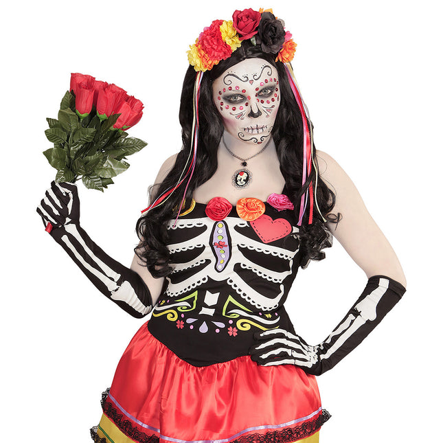Gants d'Halloween Squelette 50cm