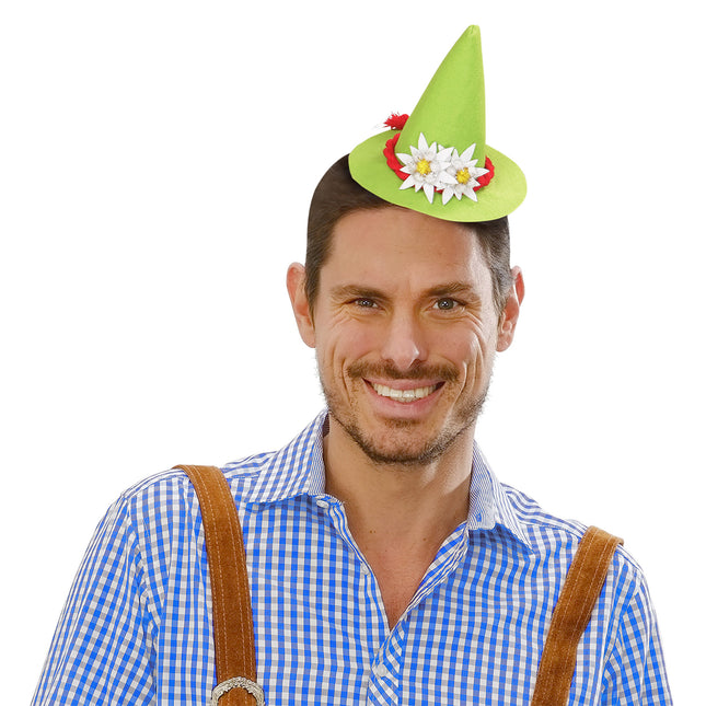 CHAPEAU MINI BAYERN AVEC EDELWEISS, VERT