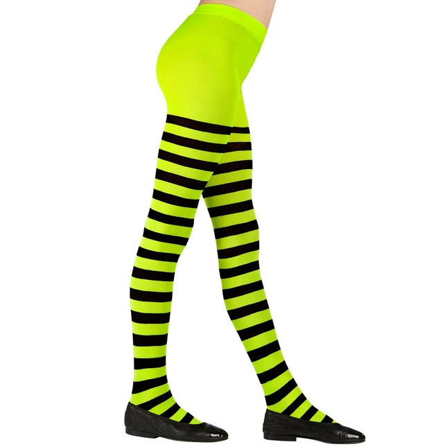 Collant noir vert enfant rayé