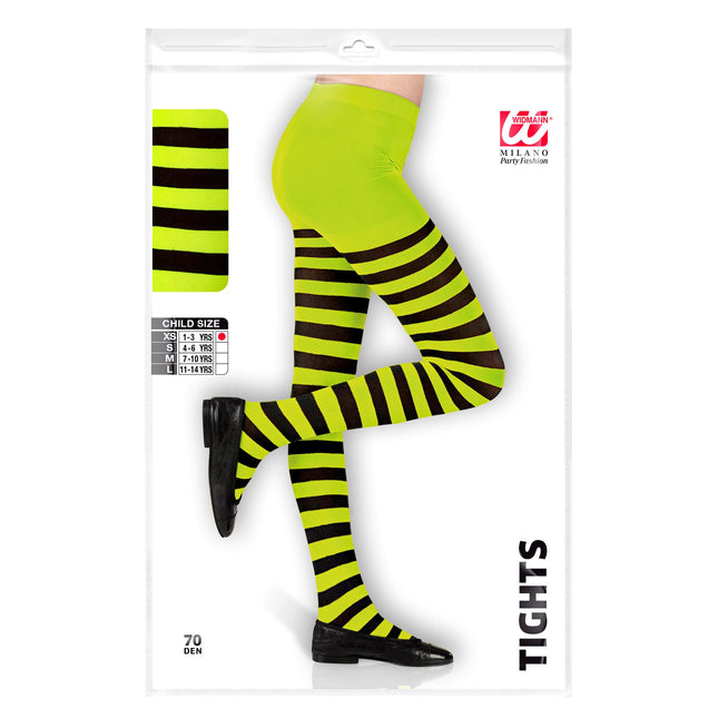 Collant noir vert enfant rayé
