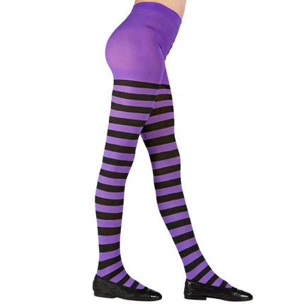 Collant violet noir rayé pour enfant