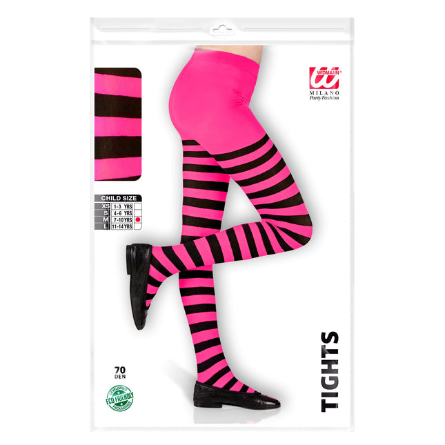 Collant rose noir rayé pour enfant