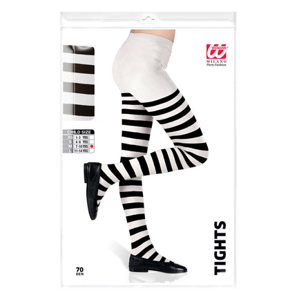 Collant noir blanc enfant rayé