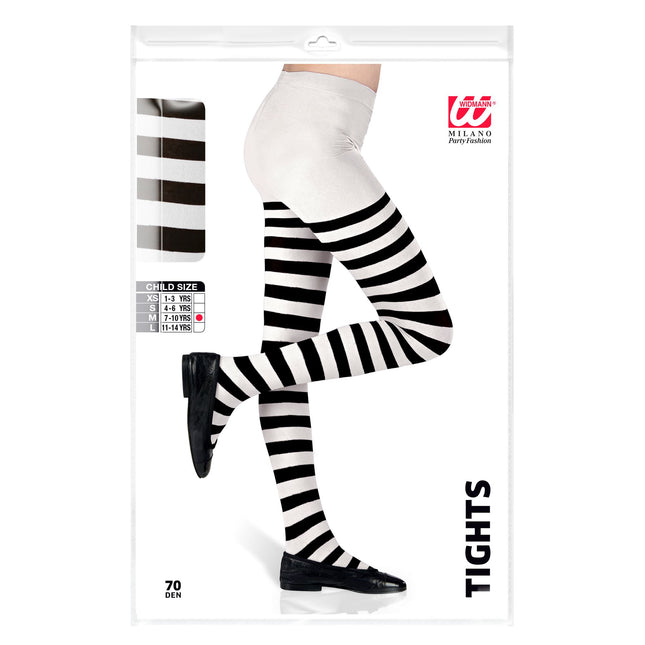 Collant noir blanc enfant rayé