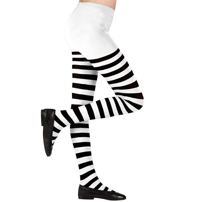 Collant noir blanc enfant rayé
