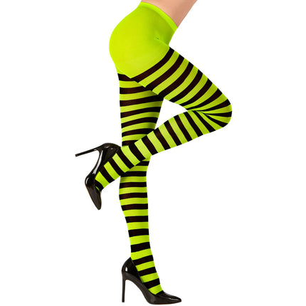 Collants d'Halloween Noirs Verts Rayés