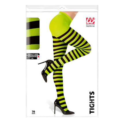 Collants d'Halloween Noirs Verts Rayés