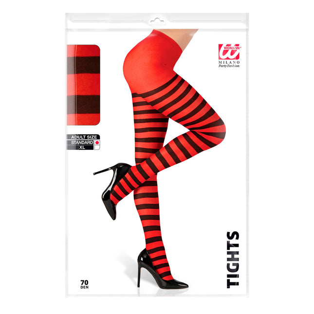 Collant d'Halloween Noir Rouge Rayé
