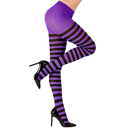Collant d'Halloween noir violet rayé