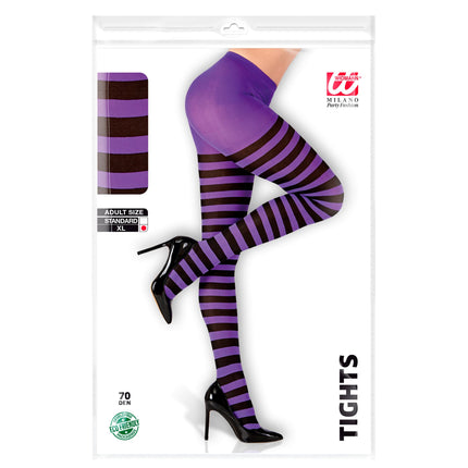 Collant d'Halloween noir violet rayé