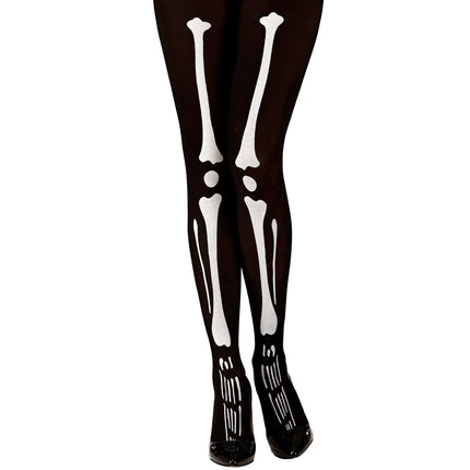 Collant d'Halloween Noir Blanc Squelette