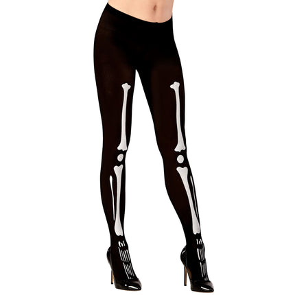 Collant d'Halloween Noir Blanc Squelette