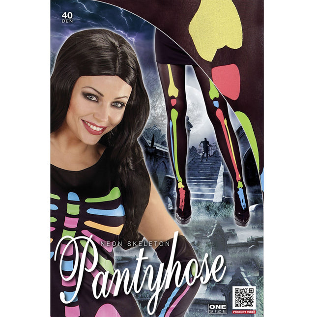 Collants d'Halloween Colorés Squelette