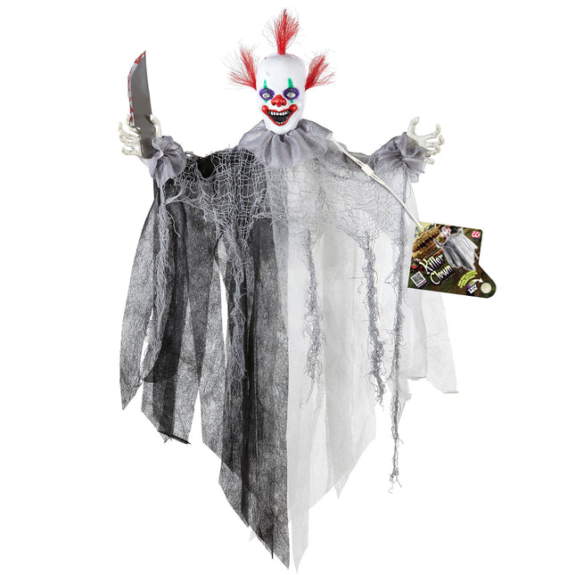 Poupée clown d'Halloween avec son et lumière 60cm