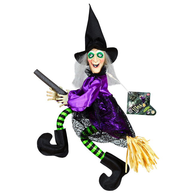 Poupée sorcière d'Halloween avec lumière et mouvement 70cm