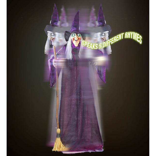 Poupée sorcière d'Halloween avec lumière, son et mouvement 1.83m