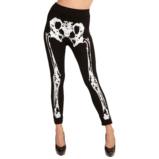 Legging d'Halloween Noir Blanc Squelette
