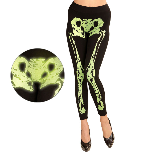 Legging d'Halloween Vert fluo Squelette