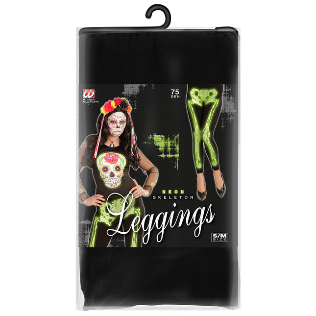Legging d'Halloween Vert fluo Squelette
