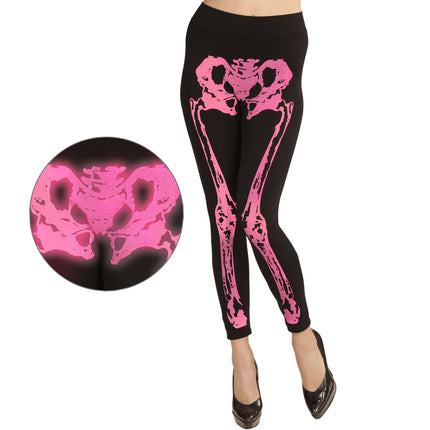 Legging d'Halloween Rose Squelette