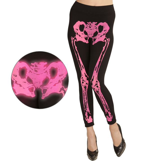 Legging d'Halloween Rose Squelette