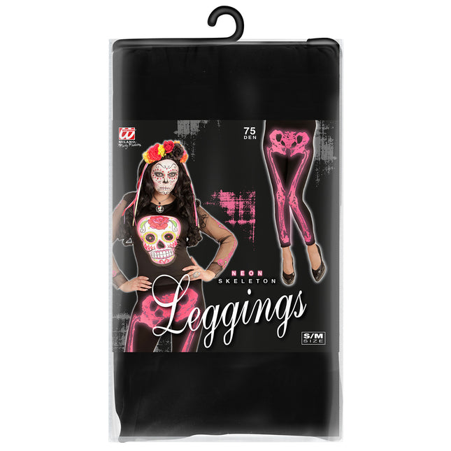 Legging d'Halloween Rose Squelette