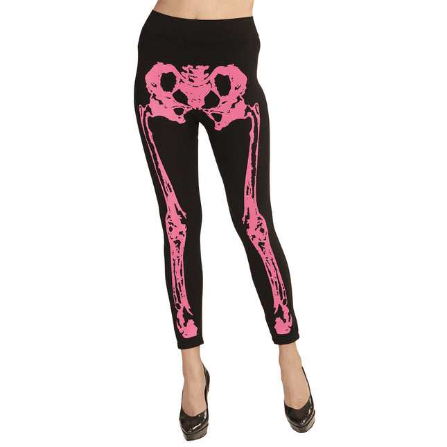 Legging d'Halloween Rose Squelette
