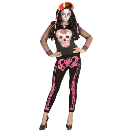 Legging d'Halloween Rose Squelette