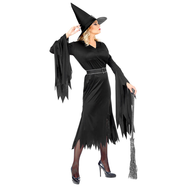 Robe d'Halloween Noir Dames Sorcière 3 pièces