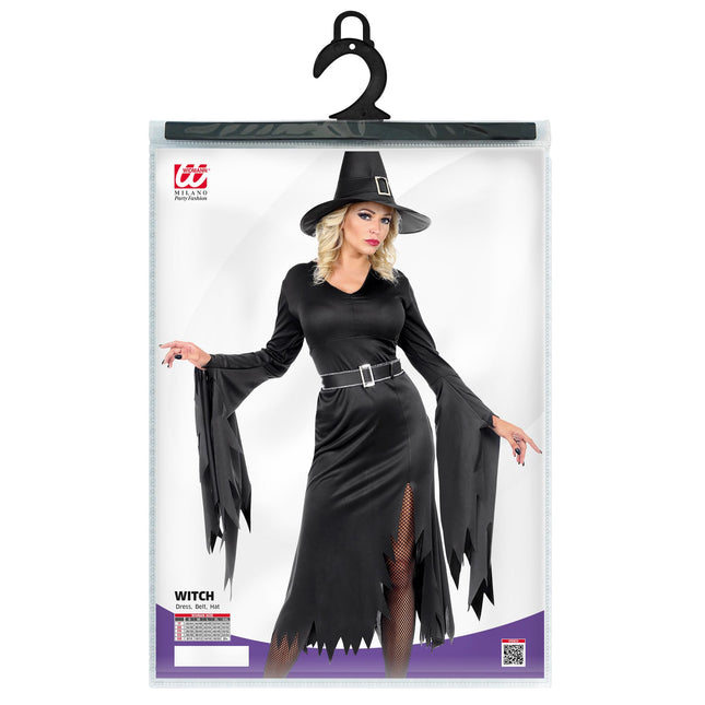 Robe d'Halloween Noir Dames Sorcière 3 pièces