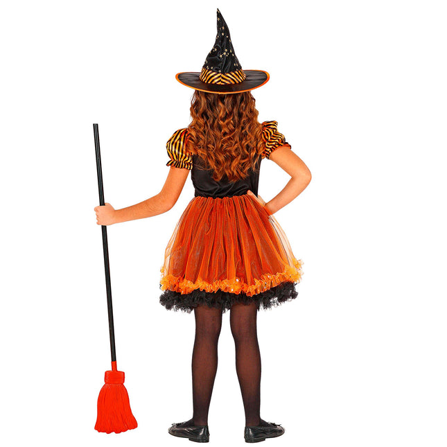 Robe d'Halloween Noir Orange Fille Sorcière