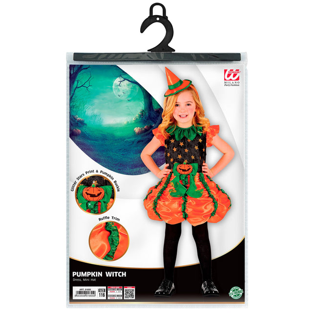 Robe d'Halloween Fille Citrouille Sorcière