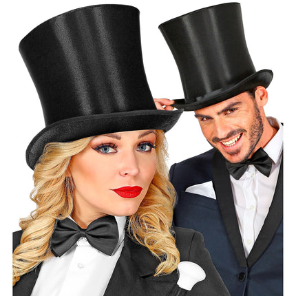 Chapeau noir Haut Satin