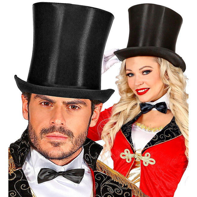 Chapeau noir Haut Satin